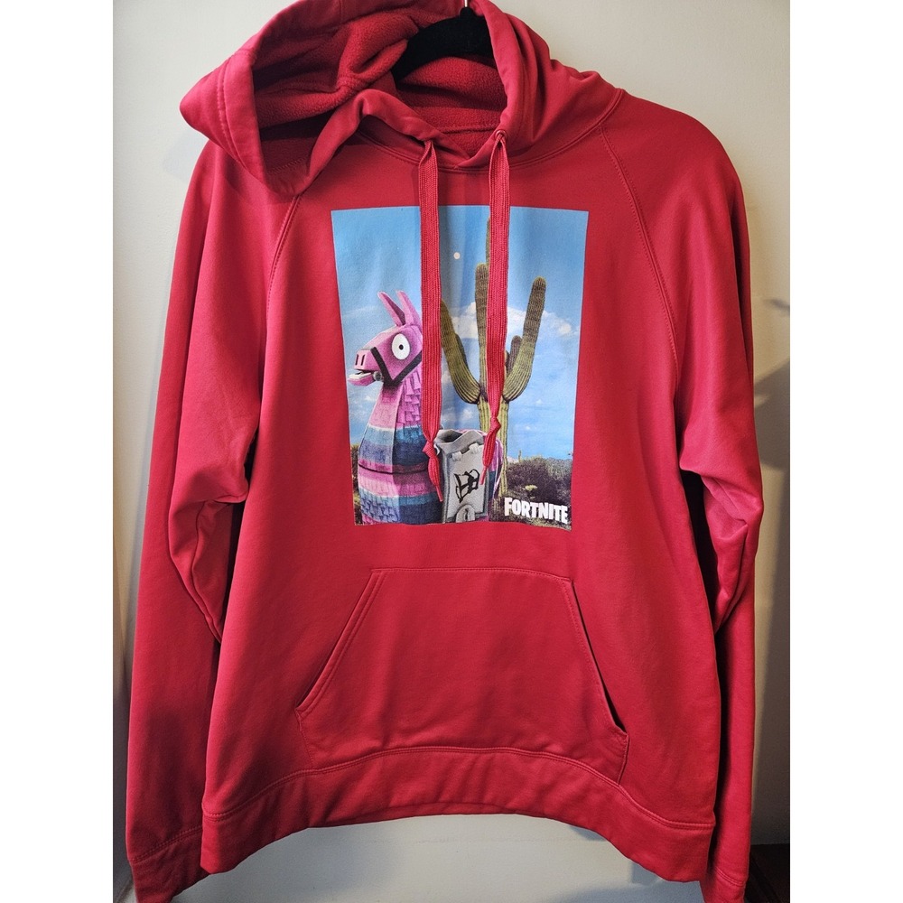 Fortnite‎ Loot Llama Red Hoodie Men's Medium Fleece Pullover Mad Engine 2019